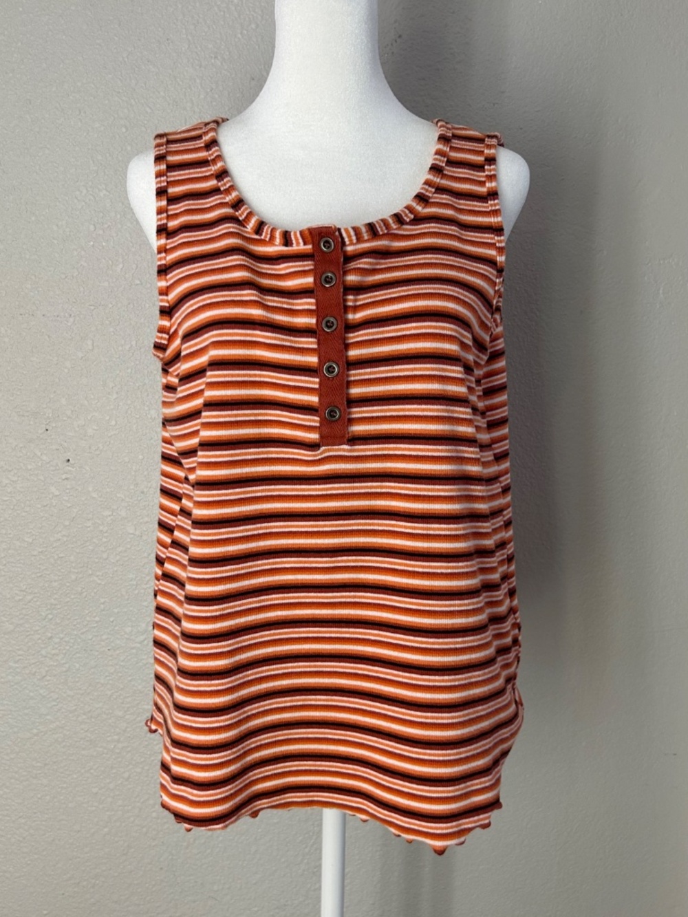Jane + Delancey Striped Sleeveless Button Top